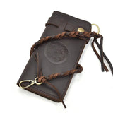 WIAOFELLAS  -  Vintage Hasp Open Genuine Cow Leather Men Wallet Large Capacity Crazy Horse Real Leather Man Bifold Purse Clutch Wallet chain
