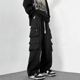 Wiaofellas  -  Men Outdoor Multiple Pockets Cargo Pants Spring Casual Drawstring Baggy Wide-leg Trousers Hip Hop Fashion Pantalones