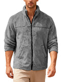 Wiaofellas  -  Men's Zipper Fleece Jacket Stand Collar Slim Fit Casual Large Size Autumn Winter Outerwear Thickened