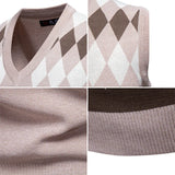 WIAOFELLAS  -  Autumn and Winter Men's New Knitted Sweater Vest Fashionable V-neck Sweater Vest Loose Pullover