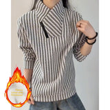 WIAOFELLAS  -  Warm Fce Lined f Zipper Fibone Pattern Thi Long Sve Hoodie for Men Autumn Winter Inner Wear Base irt Tirt