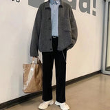 Wiaofellas  -  Autumn Clothing Men's Knitted Luxury Cardigan Shirt Sweatercoat Casual Long Sleeve Solid Color Vintage Korean Knitwear New