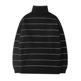 Wiaofellas Autumn Winter New Men's Female solid color Turtleneck Striped Sweater Lovers High quality Fashion Casual Warm Pullover Sweater