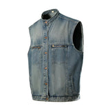 Wiaofellas  -  Spring and Summer New Denim Jacket Sleeveless Top Vest Casual Vest Coat with Stand-up Collar