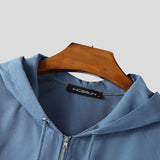 WIAOFELLAS  -  Men Hoodies Solid Color Zipper Hooded Long Sleeve Casual Male Sweatshirts Streetwear Spring 2026 Fashion Outerwear Men