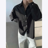 WIAOFELLAS  -  White Long Sleeved Shirt Men Fashion Society Mens Formal Dress Shirt Korean Loose Casual Shirt Mens Oversized Black Shirts
