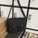 WIAOFELLAS  -  Messenger Bag Casual Canvas Bag Solid Color Retro Bag Solid Color Student Shoulder Bag