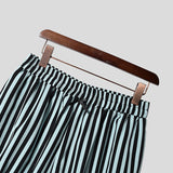 Wiaofellas  -  Men's Shorts Lace Patchwork Striped Elastic Waist Men Bottoms Streetwear Summer  Fashion Casual Unisex Shorts S-5XL