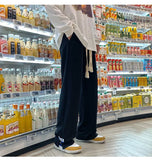 WIAOFELLAS  -  Spring pants high street tide casual sports trousers men's American design trendy brand draped wide-leg floor trousers