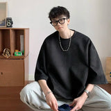 Wiaofellas  -  Imitation Suede Short-sleeved T-shirt Summer New American Men's T-shirt Loose Trendy Brand Student Half-sleeved Clothes