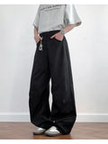 Wiaofellas  -  Men's Loose Fit Casual Pants 2026 M-5XL Plain Color Wide Leg Comfortable Blend Urban Streetwear Daily Wear Black White
