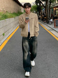 WIAOFELLAS  -  Autumn New Men's Jeans Casual Vintage Washed Denim Pants Straight Wide Leg Loose Male Trousers Korean Style