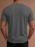 WIAOFELLAS  -  New Casual Mens Short Sleeve T Shirts Flannel Solid Color Elastic Slim Fit T-shirt Men Spring Summer Fashionable Pullovers