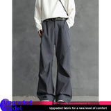 WIAOFELLAS  -  American High Street Casual Pleated Knife West Pants Men's Summer CleanFit Loose Straight Pants Drapey High-End Feelings Pants