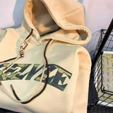WIAOFELLAS  -  New in Camouflage Letter Printed Hooded Sweatshirts For Men Autumn Punk Hip Hop Fashion Hoodies Y2K Streetwear Fleece Hoody
