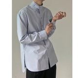 Wiaofellas  -  wear /men's loose korean trendy stand collar long sleeve shirts vent hme loose casual all-match white tops  new 2Y1420