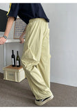 WIAOFELLAS  -  Men's Casual Pants Drawstring Solid Color Pleated Design Menswear Side Big Pokcets Elastic Waist Male Trousers New