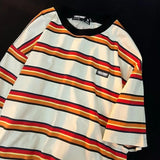 WIAOFELLAS  -  Men T Shirts Street Retro Striped Short-sleeved T-shirt Women Cotton Summer Loose Ovesize Round Neck Daily Tops Tees