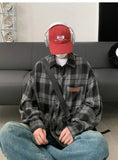 Wiaofellas  -  Retro Plaid Shirt with Long Sleeves for Men's Design Loose Feel