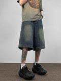 Wiaofellas  -   Summer Men Fashion Loose Wide Leg Short Jeans Male Streetwear Baggy Denim Shorts Mens Casual Straight Capris Pants G233