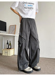 WIAOFELLAS  -  Men's Casual Pants Drawstring Solid Color Pleated Design Menswear Side Big Pokcets Elastic Waist Male Trousers New