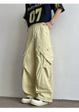 WIAOFELLAS  -  Men's Casual Pants Drawstring Solid Color Pleated Design Menswear Side Big Pokcets Elastic Waist Male Trousers New
