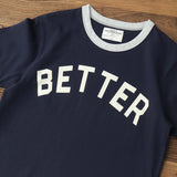 WIAOFELLAS  -  Summer short sleeve T-shirt men printed American retro letters loose casual heavy round neck color contrast shirt