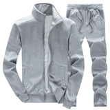 Wiaofellas  -  Men's Tracksuit Autumn Casual Joggers Stand Collar Fleece Sportswear Jackets And Pants 2 Piece Sets Hip Hop Running Sports Suit