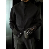 WIAOFELLAS  -  Men's Woolen Coat Fashion Brand Solid Color Stand Up Collar Versatile Trendy Jacket Jacket
