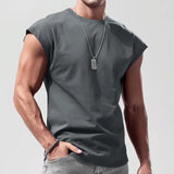 Wiaofellas  -  Loose Casual Sleeveless Vest Men's Summer New Style Thin Pure Color Tank Top Sports Style Polyester Fiber Straight Hem Design