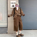 WIAOFELLAS  -  Summer Cotton Casual Pants Men Retro Cargo Pants Men Japanese Streetwear Hip-hop Loose Wide Leg Pants Men Cropped Trousers
