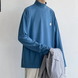 Wiaofellas  -  Autumn and Winter Solid Color T-shirt High Neck Long-sleeved T-shirt Men's T-shirt Loose T-shirt