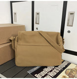 WIAOFELLAS  -  Messenger Bag Casual Canvas Bag Solid Color Retro Bag Solid Color Student Shoulder Bag