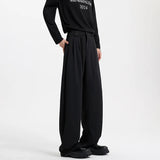 WIAOFELLAS  -  Grey Black Suit Pants Men Fashion Society Mens Dress Pants Korean Loose Casual Wide Leg Pants Mens Office Formal Trousers M-3XL