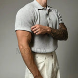 WIAOFELLAS  -  Summer New Men's Solid Color Knitted Short-Sleeved T-Shirt American Retro Fashion Trend Loose Casual Breathable Men's Tops