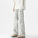 WIAOFELLAS  -  Spring Men's Peated Design Gradient Print Pantalones Hip Hop Fashion Straight Trousers Y2K Vintage Streetwear Gym Sweatpants