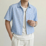 WIAOFELLAS  -  Men Shirt Flower Printing Lapel Short Sleeve Loose Casual Crop Tops Men Streetwear Summer Korean Style Fashion Shirts