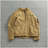 WIAOFELLAS  -  Classic vintage button-down biker jacket top men's youth cotton khaki do old wash cargo coat trend
