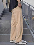 Wiaofellas  -  Men's Cotton Linen Casual Pants Summer New Sle Drapey Straight Leg Loose Trendy Thin Wide Leg Sports Long Trousers