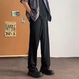 WIAOFELLAS  -  Brown Suit Pants Men Fashion Society Mens Black Dress Pants Korean Casual Straight Pants Mens Office Formal Trousers Plus Size
