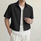 WIAOFELLAS  -  Men Shirt Flower Printing Lapel Short Sleeve Loose Casual Crop Tops Men Streetwear Summer Korean Style Fashion Shirts