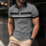 Wiaofellas  -  Summer 3d Casual Elastic Cotton Comfortable Button Lapel Stripe Social Quality Short Sleeved Pure Cotton Men's Top