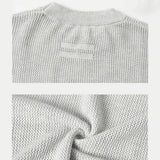 Wiaofellas  -  Men's Knitted Solid Color Short-Sleeved T-Shirt American Fashion Trend Casual Simple Loose Breathable Summer New Men's Tops
