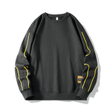 Wiaofellas  -  Crewneck Sweatshirt Men Patchwork Oversized Japanese Streetwear Hip Hop Black Hoodie Men Sweatshirts Hoodies