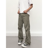 WIAOFELLAS  -  Spring Autumn Men's Clothing Solid Color Elastic Pockets High Waist Trousers Cargo High Street Korean Fashion Cropped Pants