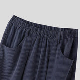 Wiaofellas  -  Men Striped Pants Loose Elastic Waist Joggers Casual Trousers Men Streetwear Baggy Fashion Leisure Male Long Pants