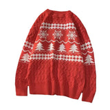 WIAOFELLAS  -  Japanese Retro Diamond-shaped Christmas Sweater Men and Women Couple Winter Pullover Knitted Sweater Top