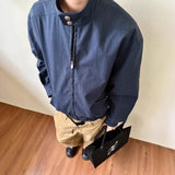 WIAOFELLAS  -  cleanfit American retro blue jacket men's spring and autumn high-end short loose stand-up collar jacket
