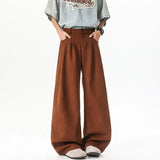 WIAOFELLAS  -  Oversized Corduroy Pants Men Fashion Black Casual Wide Leg Pants Men Streetwear Korean Loose Corduroy Suit Pants Mens Trousers