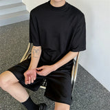 Wiaofellas  -  Men Clothing Summer Short Sleeve Double Round Collar T-shirt New Korean Fashion Tee Loose Streetwear Tops For Male